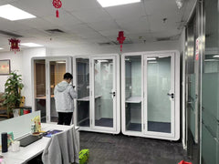 Homelements 1 Person 1.4x1.2x2.3m White & Black Metal Plate Model Mobile Soundproof Room Home Live Broadcast Room Singing Cabin Recording Studio Indoor Telephone Booth Piano Sleeping Soundproof Silent Cabin