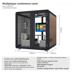 Homelements 4 Persons 2x2x2.3m White & Black Wood Grain Model Mobile Soundproof Room Home Live Broadcast Room Singing Cabin Recording Studio Indoor Telephone Booth Piano Sleeping Soundproof Silent Cabin