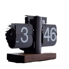 Creative automatic page turning clock clock living room ornament office walnut mechanical home desktop for boyfriend
