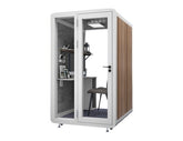 Homelements 1 Person 1.4x1.2x2.3m White & Black Wood Grain Model Mobile Soundproof Room Home Live Broadcast Room Singing Cabin Recording Studio Indoor Telephone Booth Piano Sleeping Soundproof Silent Cabin