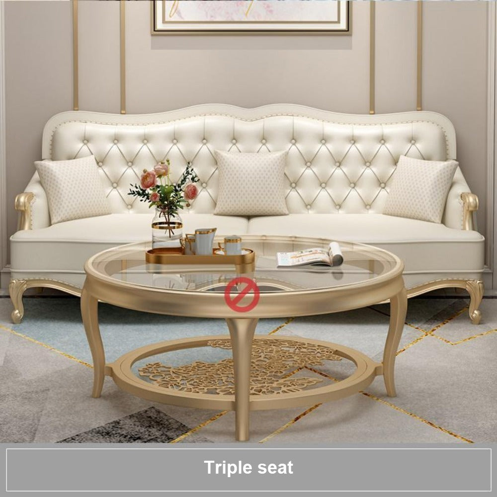 Homelements American Luxury Sofa Modern European Style with Gold Metal and Solid Wood Living Room Furniture 1+2+3 Seat Genuine Leather Sofa Homelements American Luxury Sofa Modern European Style with Gold Metal and Solid Wood Living Room Furniture 1+2+3 Seat Genuine Leather Sofa