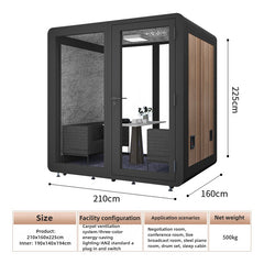 Homelements 4 Persons 2.1x1.6x2.25m White & Black Wood Grain Model Mobile Soundproof Room Home Live Broadcast Room Singing Cabin Recording Studio Indoor Telephone Booth Piano Sleeping Soundproof Silent Cabin