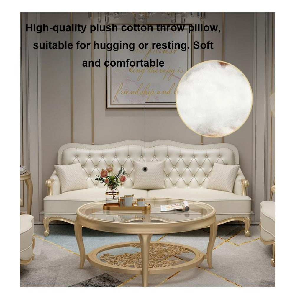 Homelements American Luxury Sofa Modern European Style with Gold Metal and Solid Wood Living Room Furniture 1+2+3 Seat Genuine Leather Sofa Homelements American Luxury Sofa Modern European Style with Gold Metal and Solid Wood Living Room Furniture 1+2+3 Seat Genuine Leather Sofa