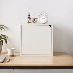 Linsay Geo Single Cube Storage with Door, White