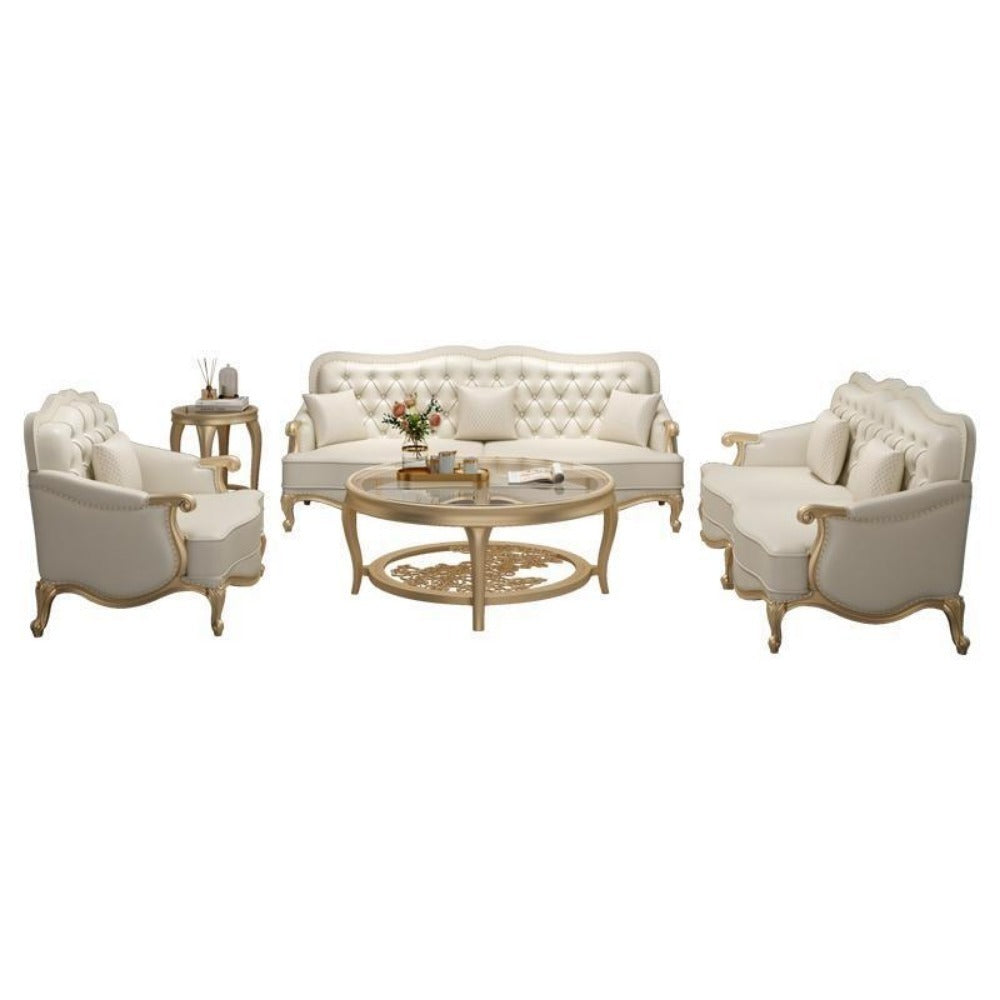 Homelements American Luxury Sofa Modern European Style with Gold Metal and Solid Wood Living Room Furniture 1+2+3 Seat Genuine Leather Sofa Homelements American Luxury Sofa Modern European Style with Gold Metal and Solid Wood Living Room Furniture 1+2+3 Seat Genuine Leather Sofa