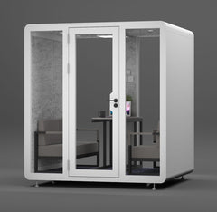 Homelements 4 Persons 2.0x1.8x2.25m White & Black Metal Plate Model Mobile Soundproof Room Home Live Broadcast Room Singing Cabin Recording Studio Indoor Telephone Booth Piano Sleeping Soundproof Silent Cabin