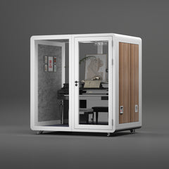 Homelements 4 Persons 2.1x1.6x2.25m White & Black Wood Grain Model Mobile Soundproof Room Home Live Broadcast Room Singing Cabin Recording Studio Indoor Telephone Booth Piano Sleeping Soundproof Silent Cabin