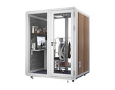 Homelements 2 Persons 1.8x1.5x2.3m White & Black Wood Grain Model Mobile Soundproof Room Home Live Broadcast Room Singing Cabin Recording Studio Indoor Telephone Booth Piano Sleeping Soundproof Silent Cabin
