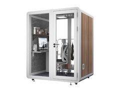 Homelements 2 Persons 1.8x1.5x2.3m White & Black Wood Grain Model Mobile Soundproof Room Home Live Broadcast Room Singing Cabin Recording Studio Indoor Telephone Booth Piano Sleeping Soundproof Silent Cabin