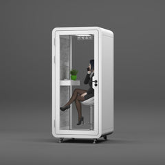 Homelements 1 Person 1x1x2.3m White & Black Metal Plate Model Mobile Soundproof Room Home Live Broadcast Room Singing Cabin Recording Studio Indoor Telephone Booth Piano Sleeping Soundproof Silent Cabin