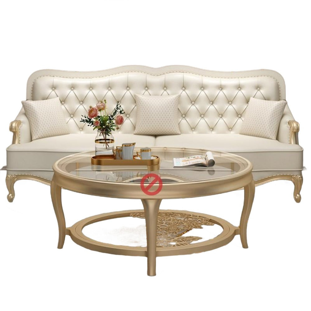 Homelements American Luxury Sofa Modern European Style with Gold Metal and Solid Wood Living Room Furniture 1+2+3 Seat Genuine Leather Sofa Homelements American Luxury Sofa Modern European Style with Gold Metal and Solid Wood Living Room Furniture 1+2+3 Seat Genuine Leather Sofa