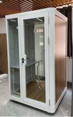 Homelements 1 Person 1.3x1.3x2.3m White & Black Wood Grain Model Mobile Soundproof Room Home Live Broadcast Room Singing Cabin Recording Studio Indoor Telephone Booth Piano Sleeping Soundproof Silent Cabin