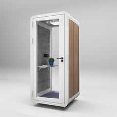 Homelements 1 Person 1x1x2.3m White & Black Wood Grain Model Mobile Soundproof Room Home Live Broadcast Room Singing Cabin Recording Studio Indoor Telephone Booth Piano Sleeping Soundproof Silent Cabin