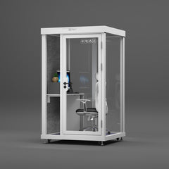Homelements 1 Person 1.3x1.2x2.2m White & Black Glass Model Mobile Soundproof Room Home Live Broadcast Room Singing Cabin Recording Studio Indoor Telephone Booth Piano Sleeping Soundproof Silent Cabin