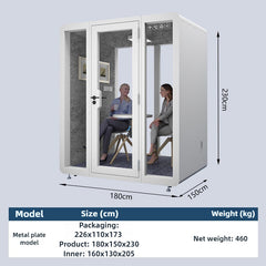 Homelements 2 Persons 1.8x1.5x2.3m White & Black Metal Plate Model Mobile Soundproof Room Home Live Broadcast Room Singing Cabin Recording Studio Indoor Telephone Booth Piano Sleeping Soundproof Silent Cabin