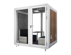Homelements 4 Persons 2.1x1.6x2.25m White & Black Wood Grain Model Mobile Soundproof Room Home Live Broadcast Room Singing Cabin Recording Studio Indoor Telephone Booth Piano Sleeping Soundproof Silent Cabin
