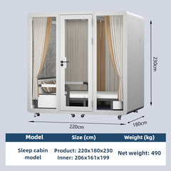 Homelements 4 Persons 2.2x1.8x2.3m White & Black Sleep Cabin Model Mobile Soundproof Room Home Live Broadcast Room Singing Cabin Recording Studio Indoor Telephone Booth Piano Sleeping Soundproof Silent Cabin
