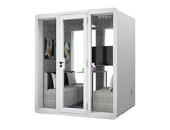 Homelements 4 Persons 2.1x1.6x2.3m White & Black Metal Plate Model Mobile Soundproof Room Home Live Broadcast Room Singing Cabin Recording Studio Indoor Telephone Booth Piano Sleeping Soundproof Silent Cabin