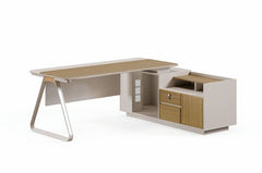 1 Person Desk with Cabinet Minimalist Executive Office Desk.