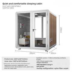 Homelements 4 Persons 2x2x2.3m White & Black Wood Grain Model Mobile Soundproof Room Home Live Broadcast Room Singing Cabin Recording Studio Indoor Telephone Booth Piano Sleeping Soundproof Silent Cabin