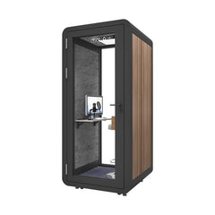 Homelements 1 Person 1x1x2.3m White & Black Wood Grain Model Mobile Soundproof Room Home Live Broadcast Room Singing Cabin Recording Studio Indoor Telephone Booth Piano Sleeping Soundproof Silent Cabin