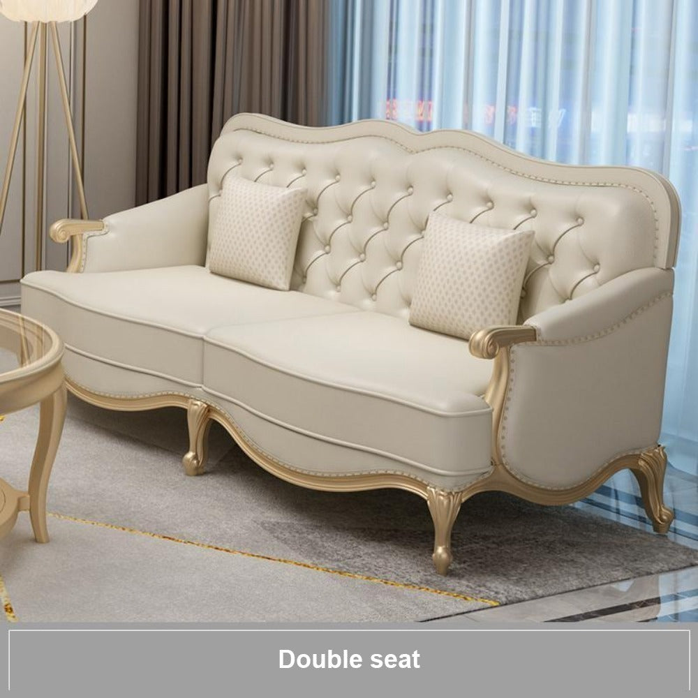 Homelements American Luxury Sofa Modern European Style with Gold Metal and Solid Wood Living Room Furniture 1+2+3 Seat Genuine Leather Sofa Homelements American Luxury Sofa Modern European Style with Gold Metal and Solid Wood Living Room Furniture 1+2+3 Seat Genuine Leather Sofa