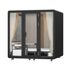 Homelements 4 Persons 2.2x1.8x2.3m White & Black Sleep Cabin Model Mobile Soundproof Room Home Live Broadcast Room Singing Cabin Recording Studio Indoor Telephone Booth Piano Sleeping Soundproof Silent Cabin