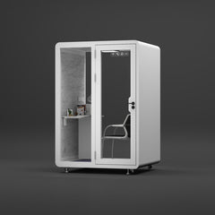 Homelements 1 Person 1.5x1.3x2.3m White & Black Metal Plate Model Mobile Soundproof Room Home Live Broadcast Room Singing Cabin Recording Studio Indoor Telephone Booth Piano Sleeping Soundproof Silent Cabin