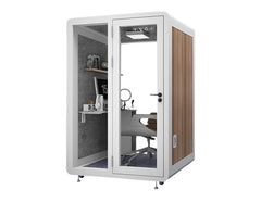 Homelements 1 Person 1.5x1.5x2.3m White & Black Wood Grain Model Mobile Soundproof Room Home Live Broadcast Room Singing Cabin Recording Studio Indoor Telephone Booth Piano Sleeping Soundproof Silent Cabin