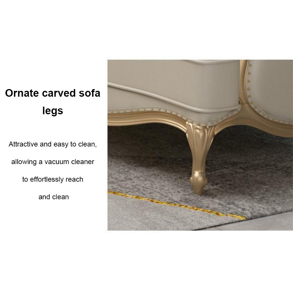 Homelements American Luxury Sofa Modern European Style with Gold Metal and Solid Wood Living Room Furniture 1+2+3 Seat Genuine Leather Sofa Homelements American Luxury Sofa Modern European Style with Gold Metal and Solid Wood Living Room Furniture 1+2+3 Seat Genuine Leather Sofa