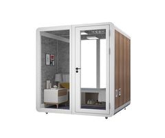 Homelements 4 Persons 2x2x2.3m White & Black Wood Grain Model Mobile Soundproof Room Home Live Broadcast Room Singing Cabin Recording Studio Indoor Telephone Booth Piano Sleeping Soundproof Silent Cabin