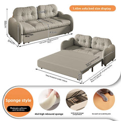 Cream wind cloud sofa bed living room integrated new small apartment double sofa folding dual-purpose tatami