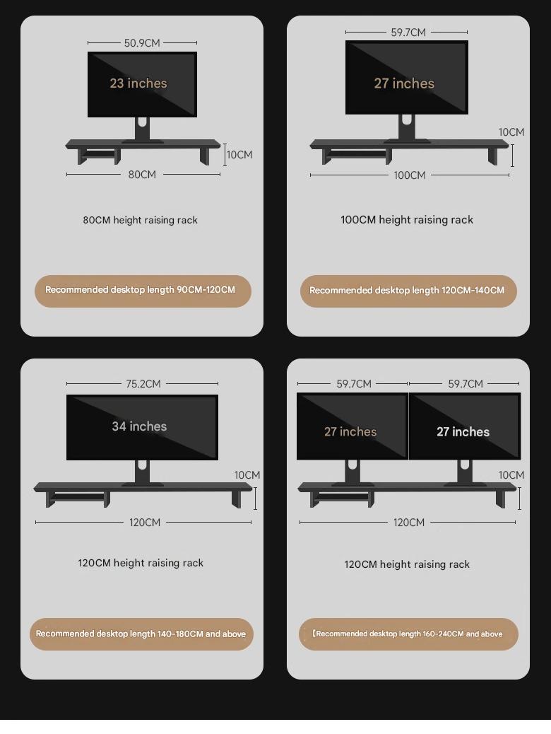 80cm 100cm 120cm Monitor Stand Riser with Storage | Ergonomic Desk Organiser for Home Office