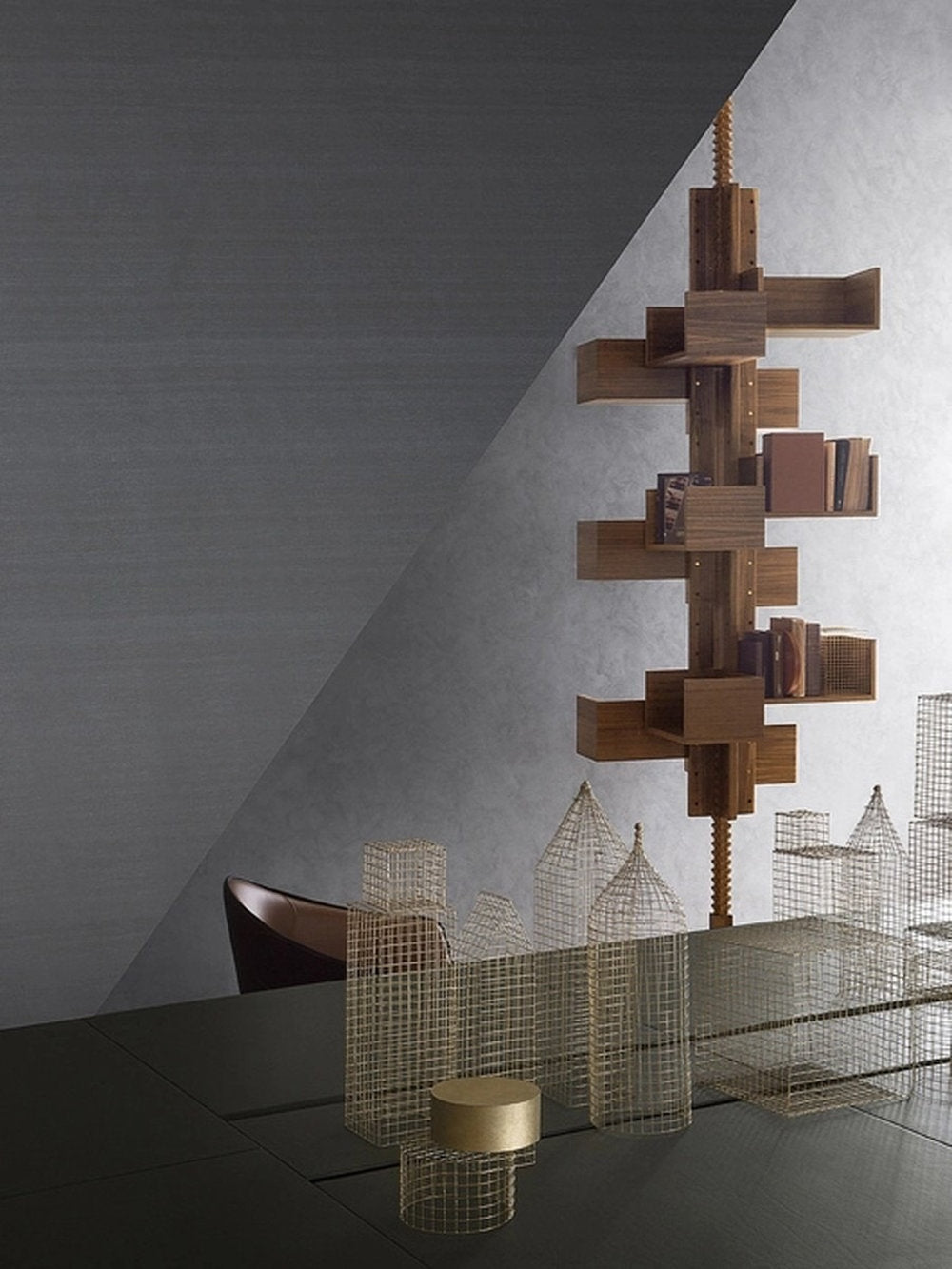 Rotating Bookcase | Designer Mid-Century Modern Shelf