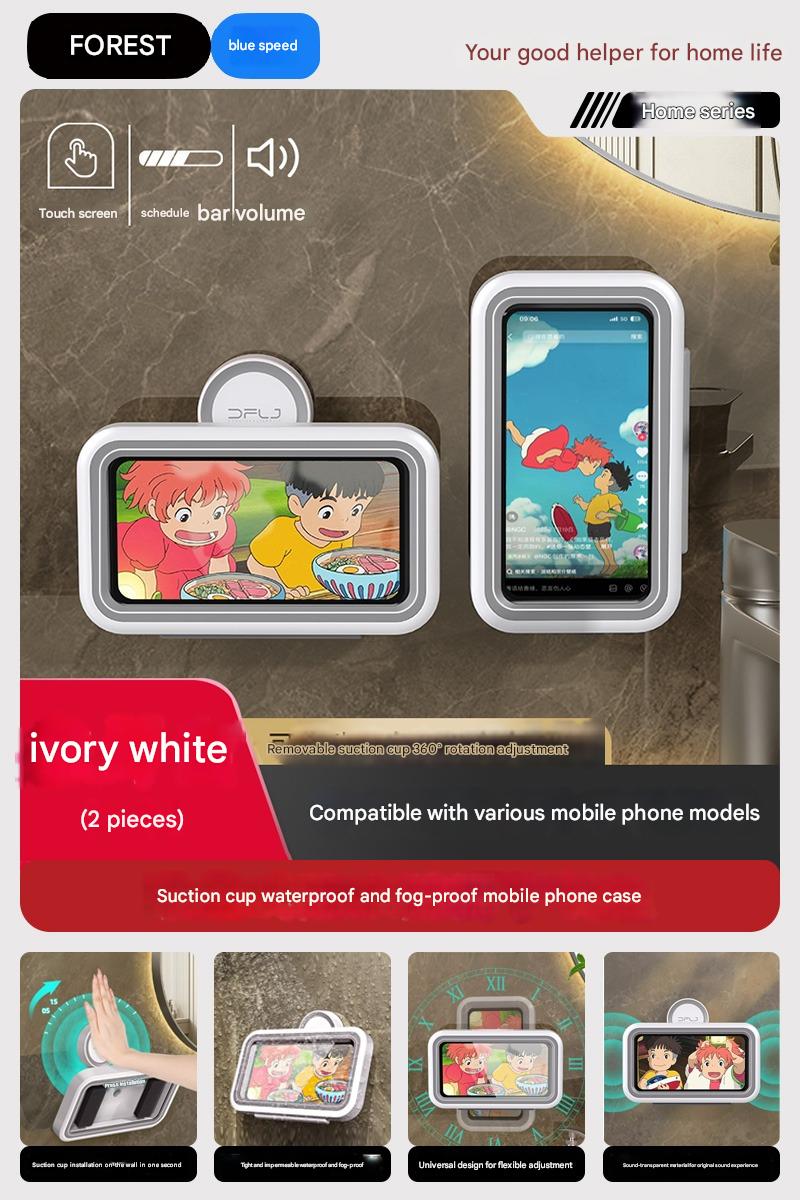 Bathroom Mobile Phone Waterproof Box Holder Bath Drama Artifact Suction Cup Shelf Toilet Microwave Cleaner