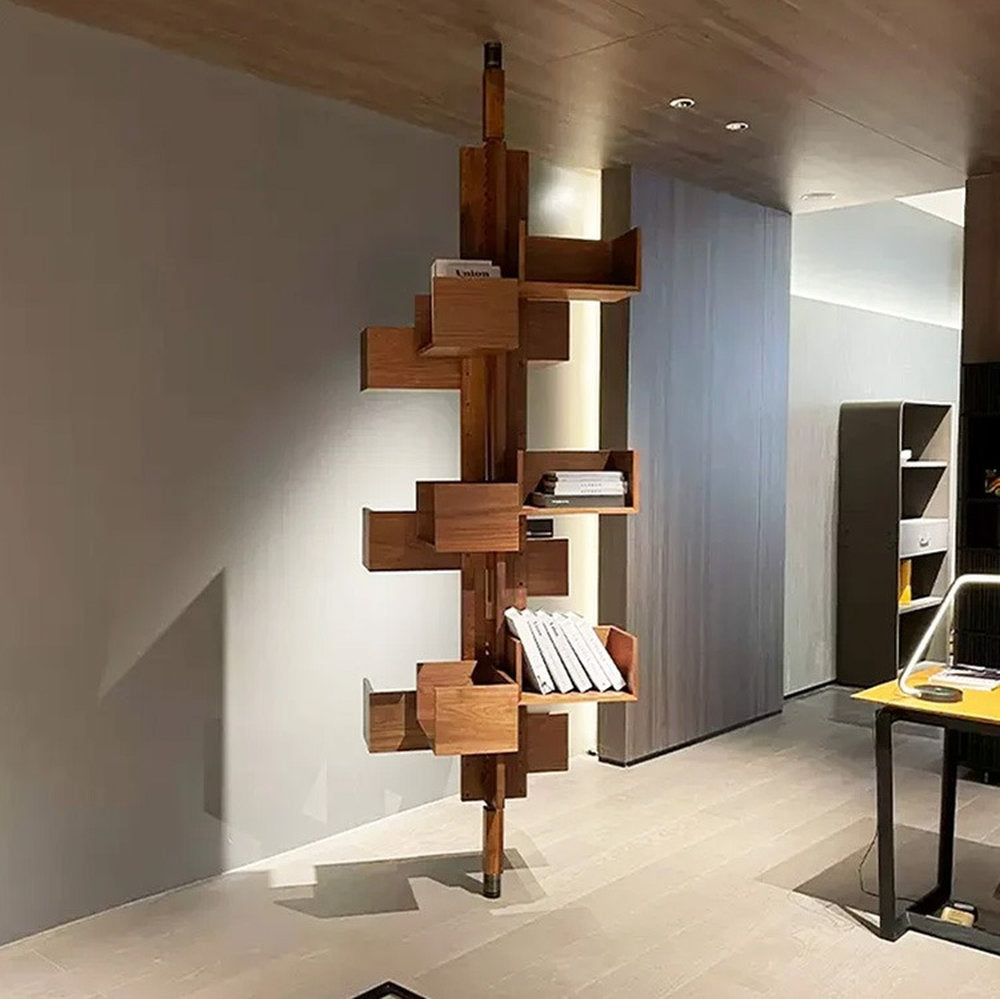 Rotating Bookcase | Designer Mid-Century Modern Shelf
