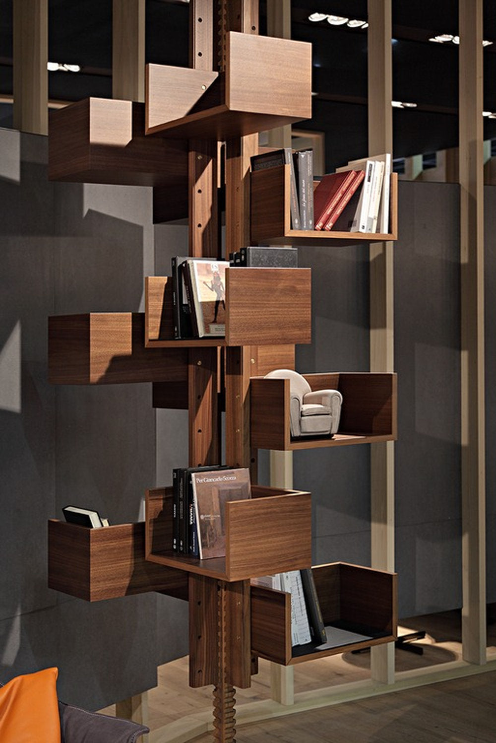 Rotating Bookcase | Designer Mid-Century Modern Shelf