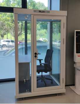 Homelements 1 Person 1.3x1.2x2.2m White & Black Glass Model Mobile Soundproof Room Home Live Broadcast Room Singing Cabin Recording Studio Indoor Telephone Booth Piano Sleeping Soundproof Silent Cabin