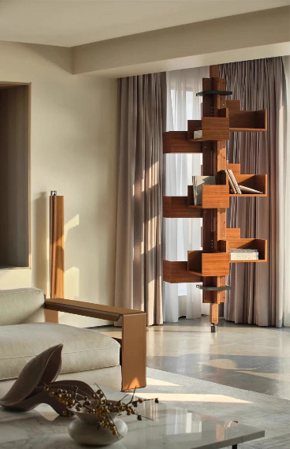 Rotating Bookcase | Designer Mid-Century Modern Shelf