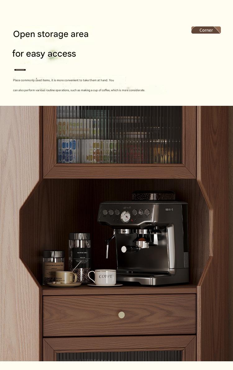 Solid wood corner cabinet shelf household living room dining side cabinet wine cabinet against the wall corner storage cabinet triangular cabinet