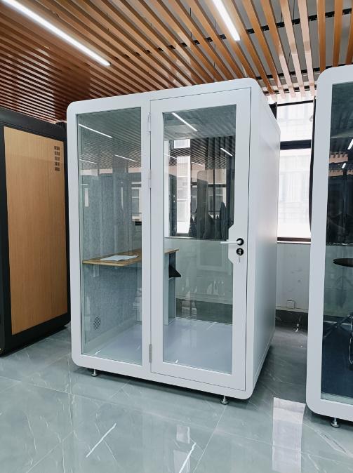 Homelements 1 Person 1.5x1.3x2.3m White & Black Metal Plate Model Mobile Soundproof Room Home Live Broadcast Room Singing Cabin Recording Studio Indoor Telephone Booth Piano Sleeping Soundproof Silent Cabin