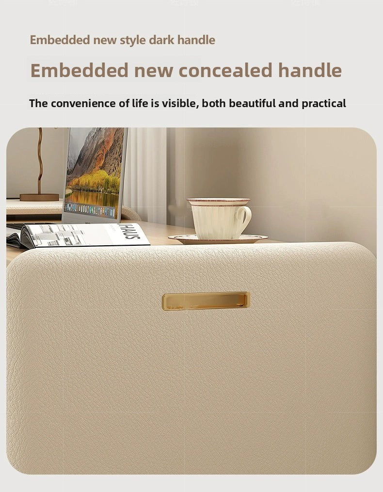 Cream wind pull foldable solid wood desk bookcase integrated bedroom bedside invisible retractable computer desk locker