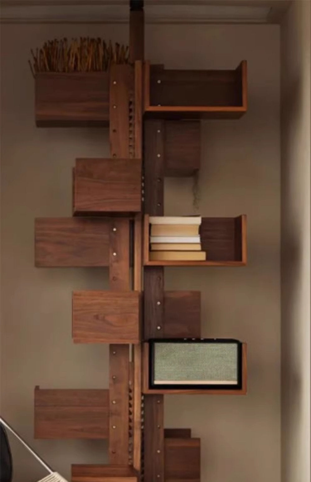 Rotating Bookcase | Designer Mid-Century Modern Shelf