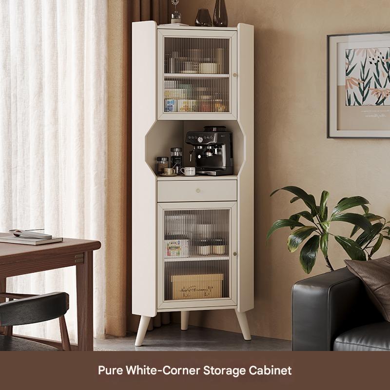 Solid wood corner cabinet shelf household living room dining side cabinet wine cabinet against the wall corner storage cabinet triangular cabinet