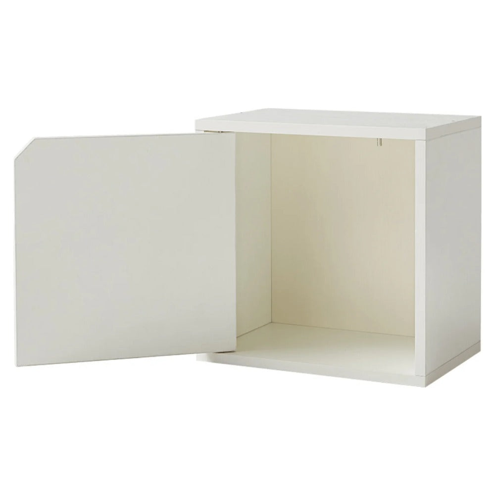 Linsay Geo Single Cube Storage with Door, White