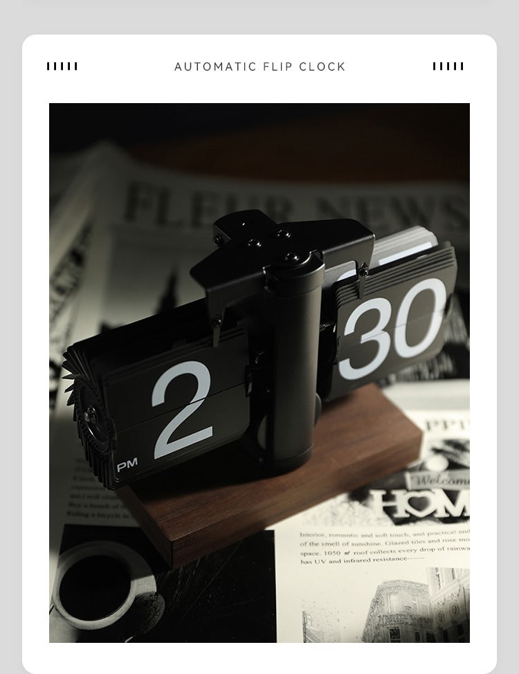 Creative automatic page turning clock clock living room ornament office walnut mechanical home desktop for boyfriend