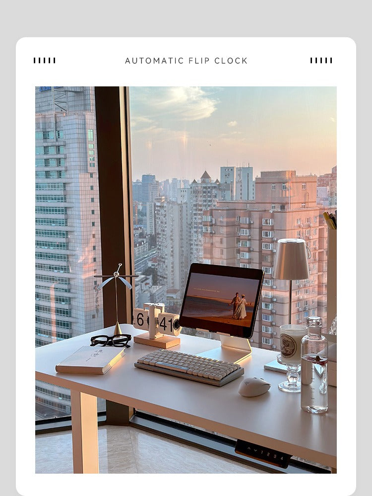 Creative automatic page turning clock clock living room ornament office walnut mechanical home desktop for boyfriend