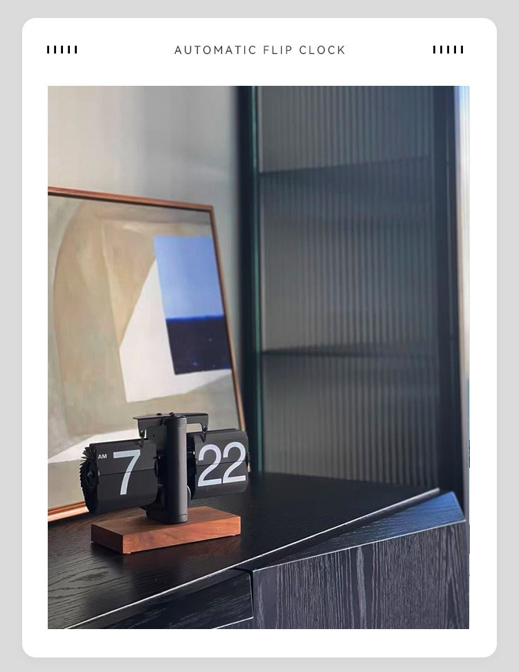 Creative automatic page turning clock clock living room ornament office walnut mechanical home desktop for boyfriend