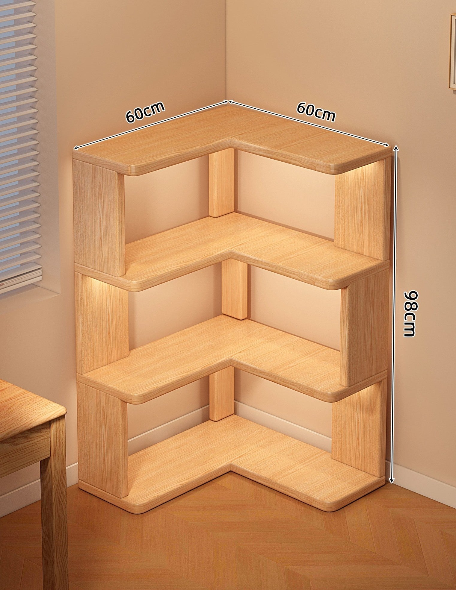 Corner Bookshelf Shelf Floor-to-ceiling Children's Wall Solid Wood Bookcase Household Corner Simple Storage Shelf Locker