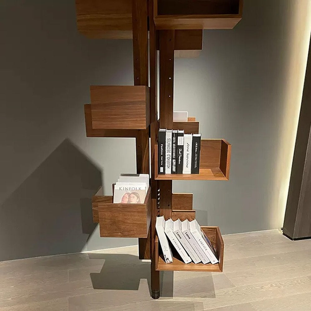 Rotating Bookcase | Designer Mid-Century Modern Shelf